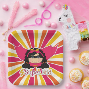 Super Kid Girl's Superhero Themed Party Paper Plate