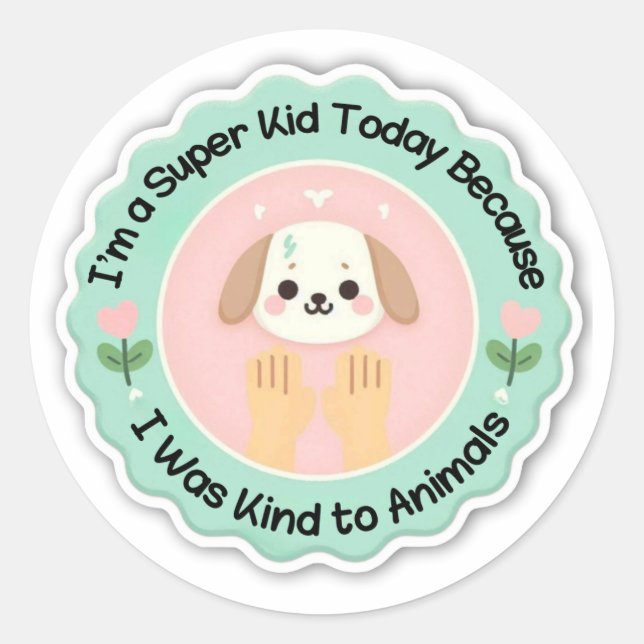 Super Kid – Kind to Animals Sticker (Front)