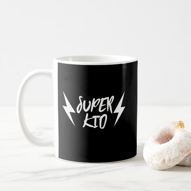 Super Kid Lightning Bolt White Super Mug (With Donut)