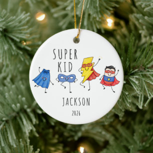 Super Kid Personalized Superhero  Ceramic Ornament