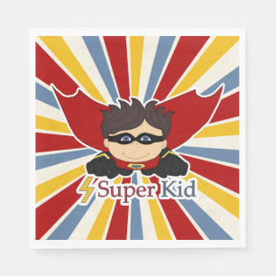 Super Kid Superhero Themed Boy's Party Napkin