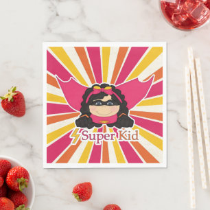 Super Kid Superhero Themed Girl's Party Napkin