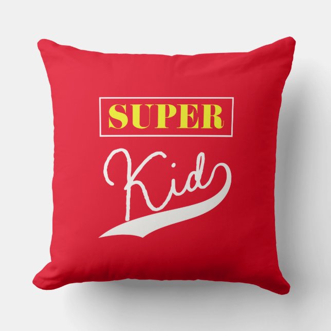 Super Kid  Throw Pillow (Front)
