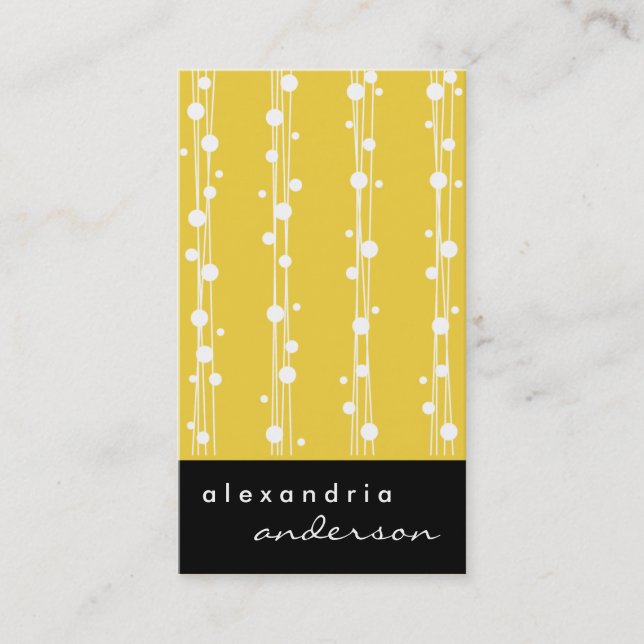 Super Lemon Stylish Dots and Straw Business Cards (Front)