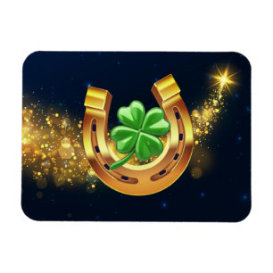 Super lucky horseshoe 4 leaf clover shooting star magnet
