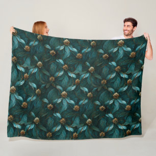 Super Luxe Teal & Gold  Fleece Blanket