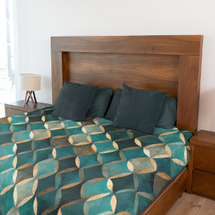 Super Luxe Teal & Gold  Fleece Blanket