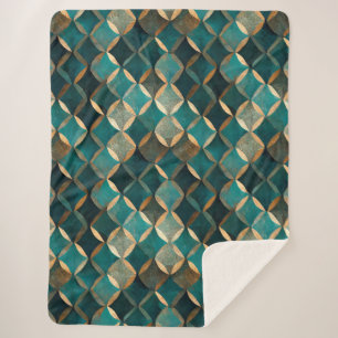 Super Luxe Teal & Gold  Sherpa Blanket