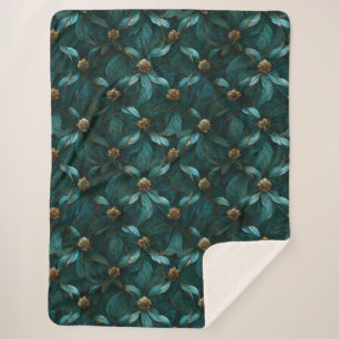 Super Luxe Teal & Gold  Sherpa Blanket