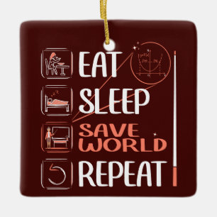 Super Math Teacher Saves the World. Thank You Gift Ceramic Ornament