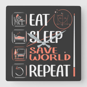Super Math Teacher Saves the World. Thank You Gift Square Wall Clock