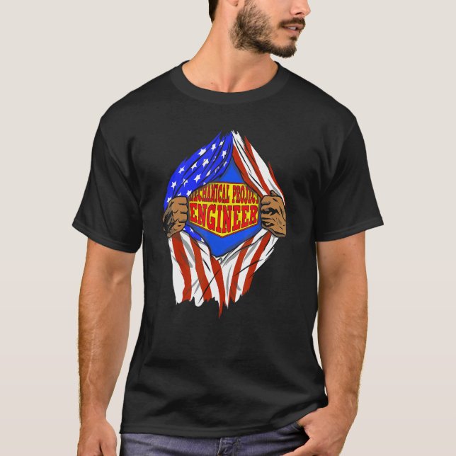 Super Mechanical Project Engineer Hero Job T-Shirt (Front)