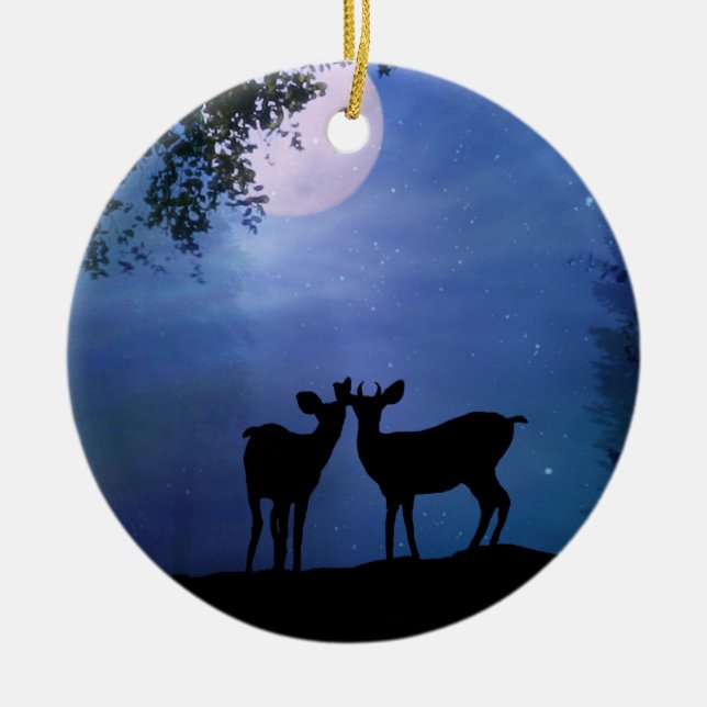 Super mignon Cerf Premier Noël Ensemble Ornement (Devant)