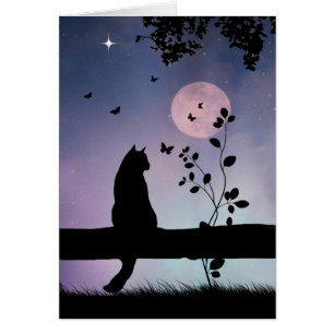 Super mignon chat et papillon Penser à votre carte
