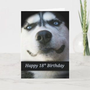 Super mignonne Husky souriant Bonne 18e carte d'an