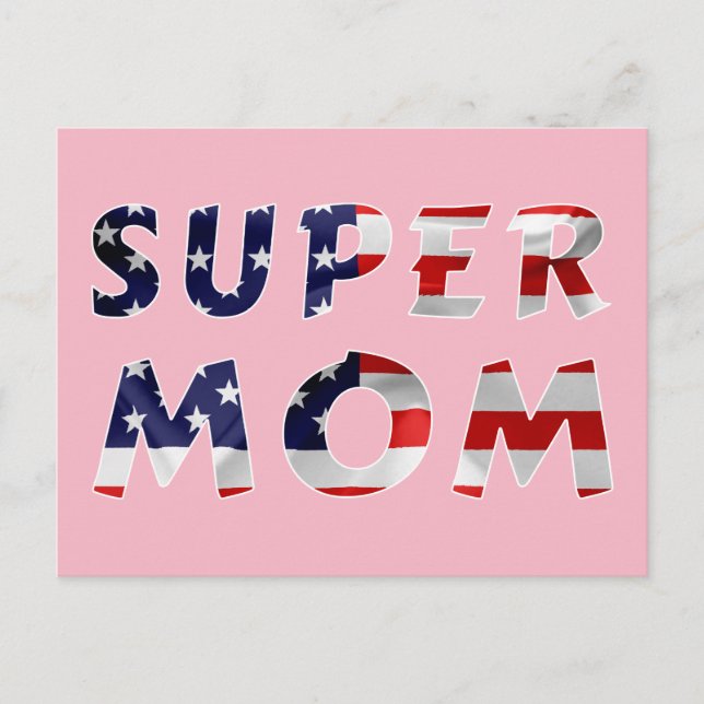 Super Mom and the American Flag Postcard (Front)