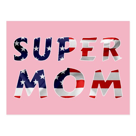 Super Mom and the American Flag Postcard