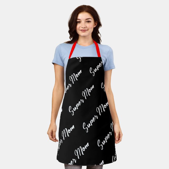 Super Mom Beautiful Cute Pretty Elegant Modern Apron (Worn)