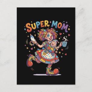 Super Mom Circus Clown Motherhood Humour Postcard