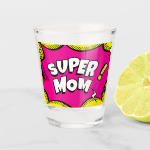 “Super Mom” Colourful Comic Book Pop Art Shot Glass