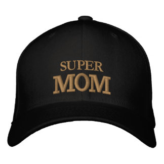 SUPER MOM embroidered baseball cap gold / black