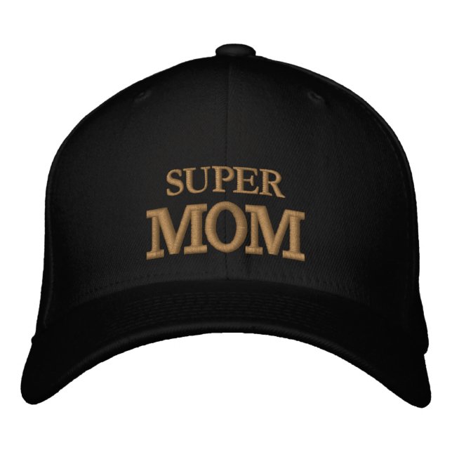 SUPER MOM embroidered baseball cap gold / black (Front)