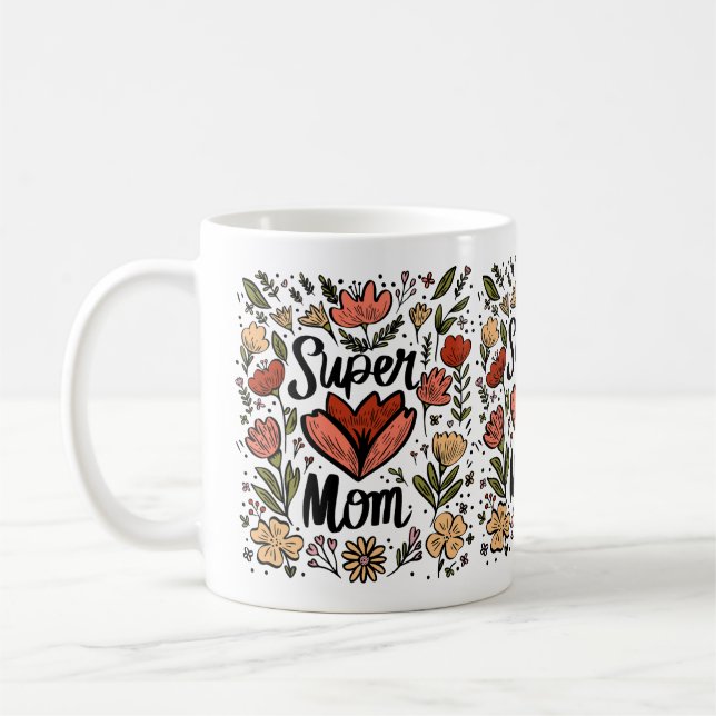 Super Mom Floral Mug (Left)