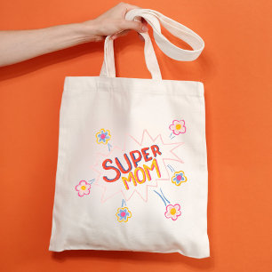 Super Mom Flower Comic Bubble Mother`s Day Tote Bag