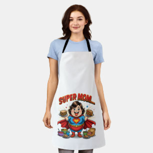 Super Mom Foodie Funny Cartoon Apron