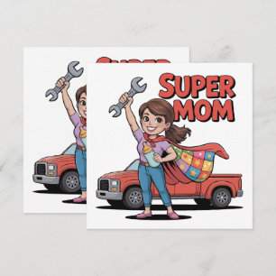 Super Mom Hero Cartoon Mother's Day Gift Invitation