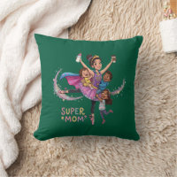 Super Mom: Hero Mother with Three Kids Illustratio