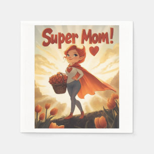 Super Mom Illustration Napkin