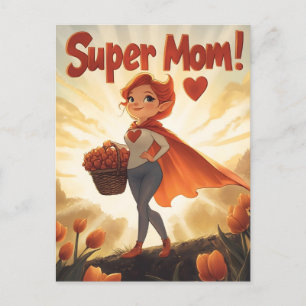 Super Mom Illustration Postcard