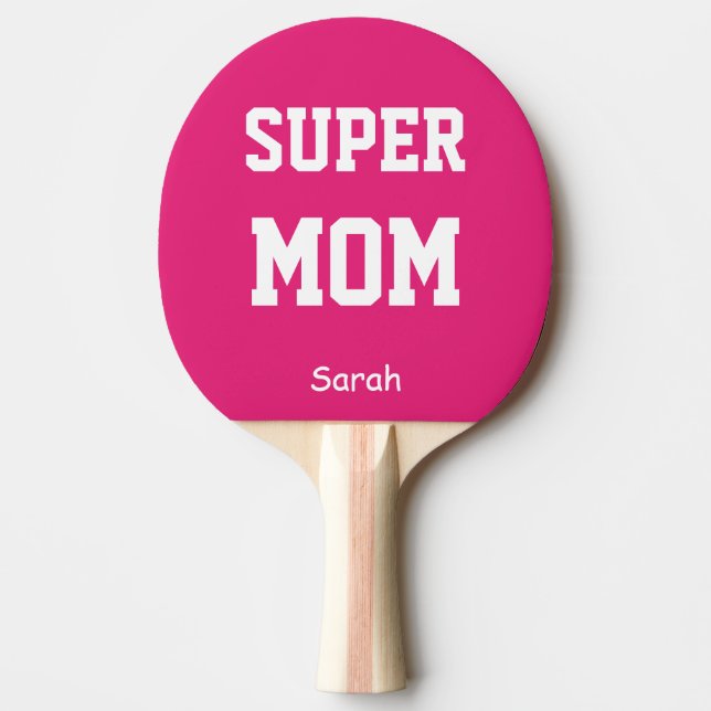 Super Mom Name Personalized Ping Pong Paddle (Front)