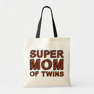 SUPER MOM OF TWINS TOTE BAG