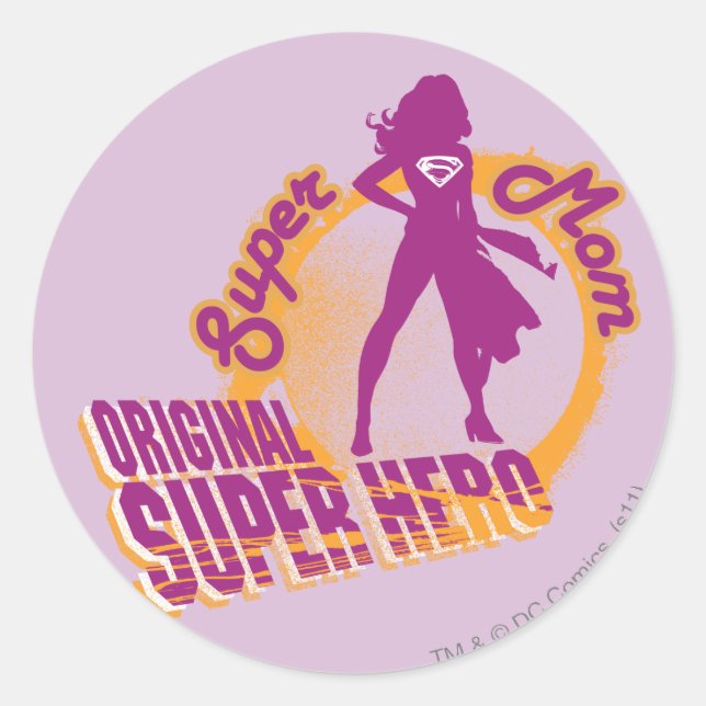 Super Mom Original Super Hero Classic Round Sticker (Front)