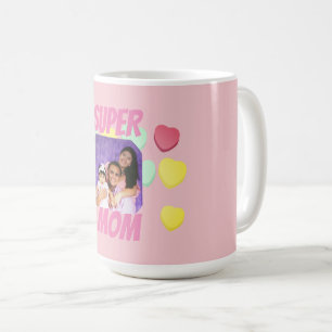 Super Mom Pink and Colourful Hearts   Mother's Day Coffee Mug