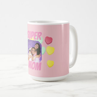 Super Mom Pink and Colourful Hearts | Mother's Day Coffee Mug