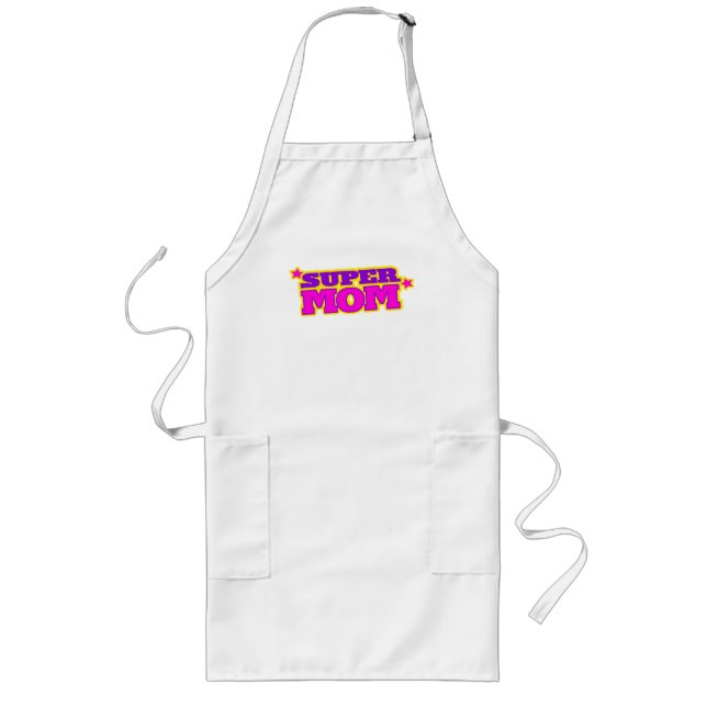 Super mom pink purple graphic stars long apron (Front)