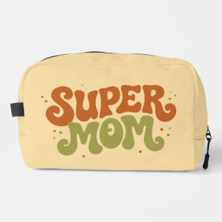 SUPER MOM Playful Retro Groovy Typography Dopp Kit