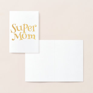 Super Mom Powerful Woman Red Typography Foil Card