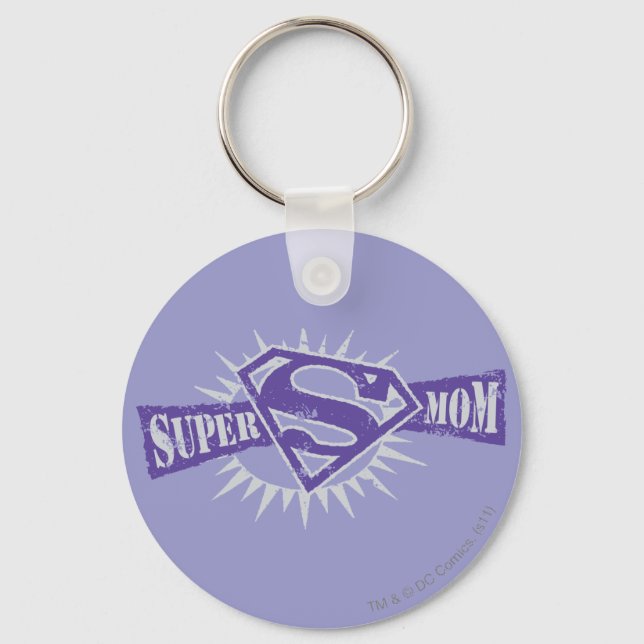 Super Mom Purple Starburst Keychain (Front)