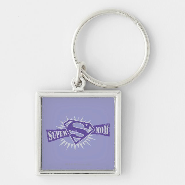 Super Mom Purple Starburst Keychain (Front)