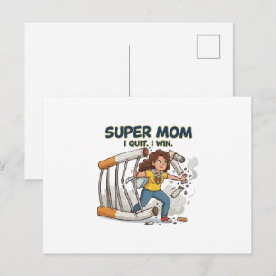 Super Mom Quit Smoking Success Postcard