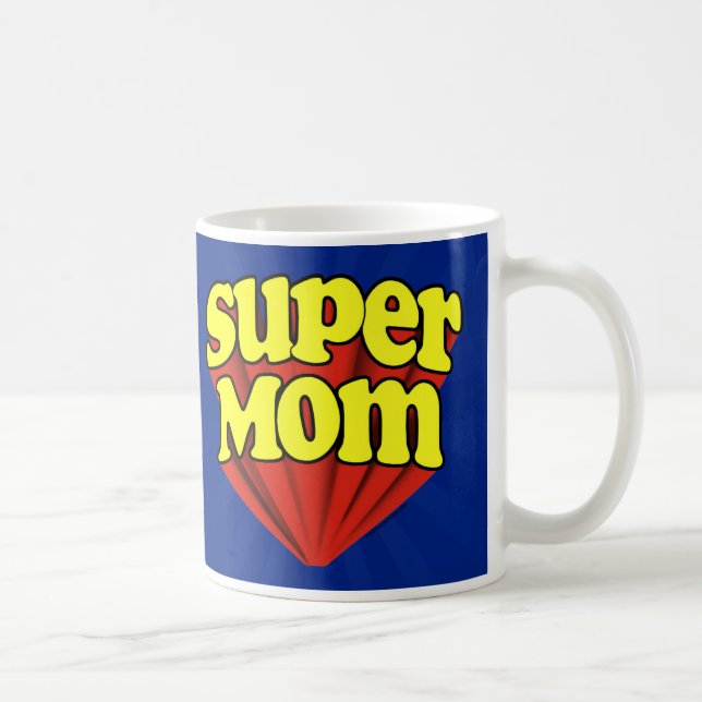 Super Mom Red/Yellow/Blue Superhero Mother's Day Coffee Mug (Right)