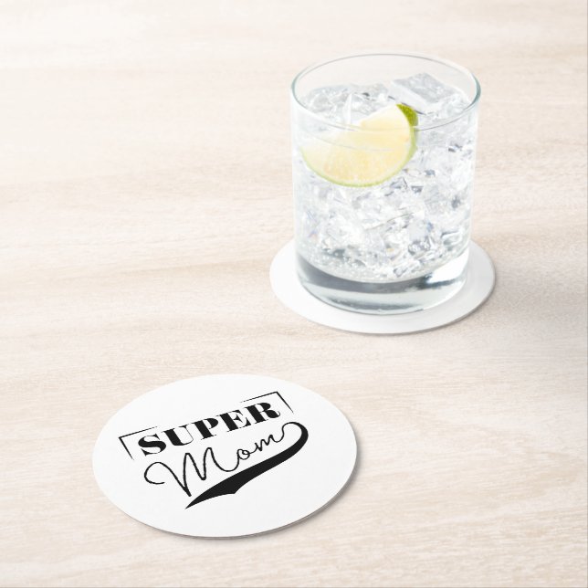Super Mom Round Paper Coaster (Insitu)