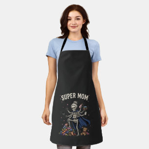 Super Mom Skeleton Multitasking Retro  Apron