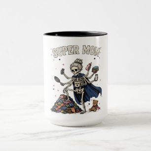 Super Mom Skeleton Multitasking Retro Mug