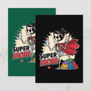Super Mom Skeleton Retro Funny Mother's Day Thank You Card