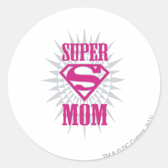 Super Mom Starburst Classic Round Sticker (Front)